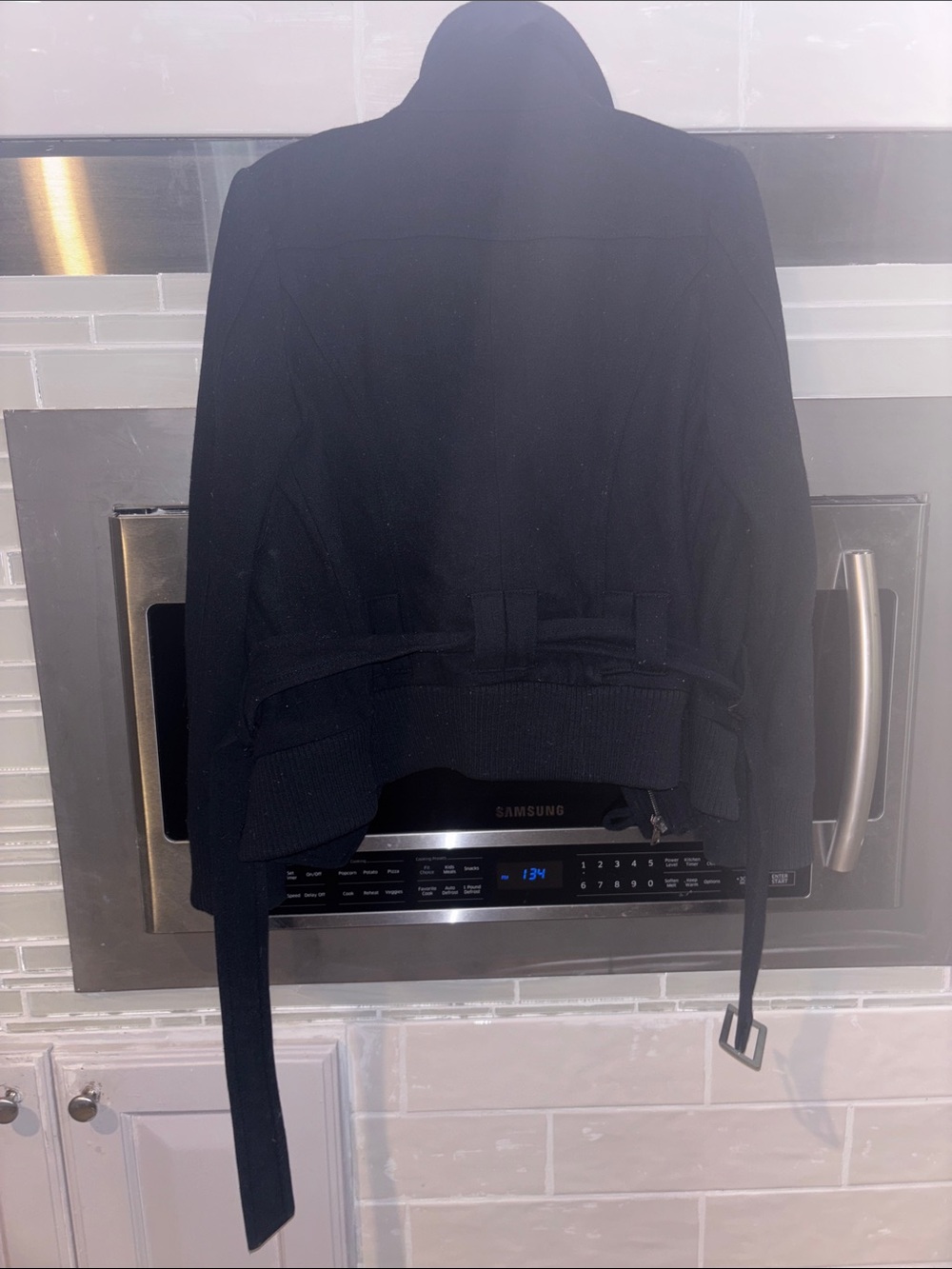 Black Rivet Black Men's Bomber Jacket with Belted Waist